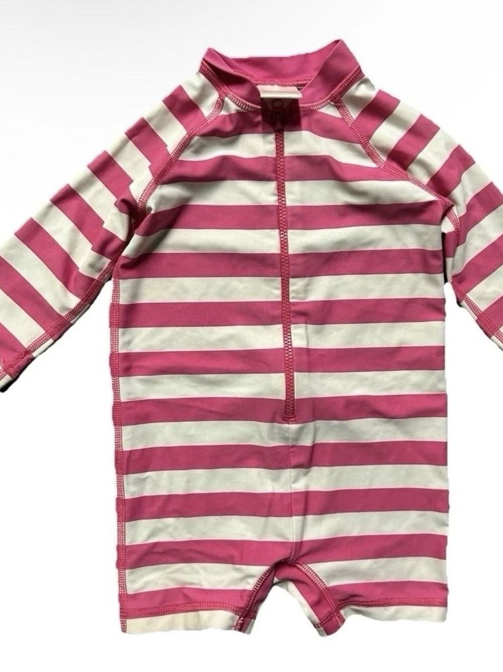 Hanna Andersson Baby Girl Pink White Long Sleeve Rash Guard Size 6-12 Months
